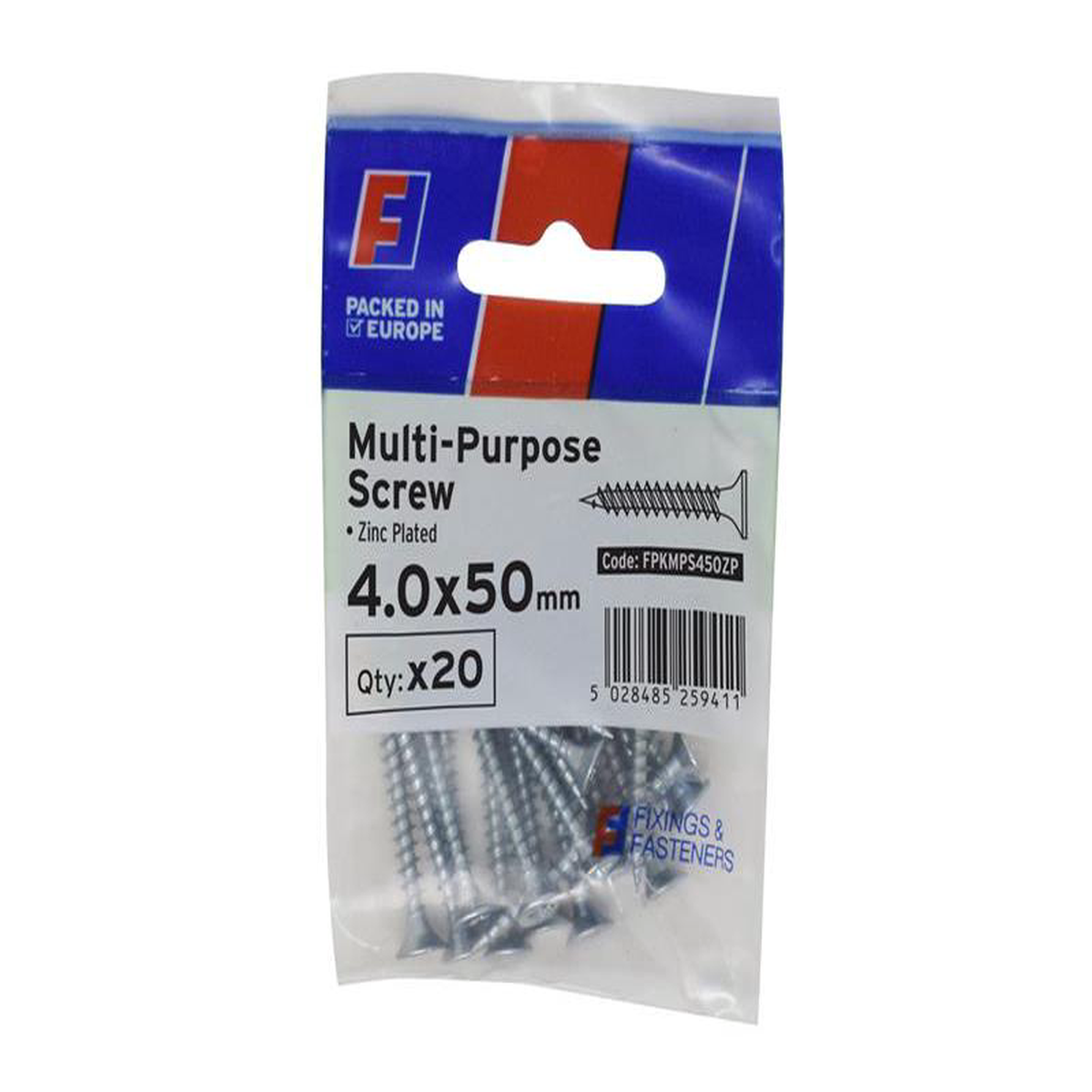 Multi-Purpose Pozi Screw CSK ST ZP 40 x 50mm ForgePack 10