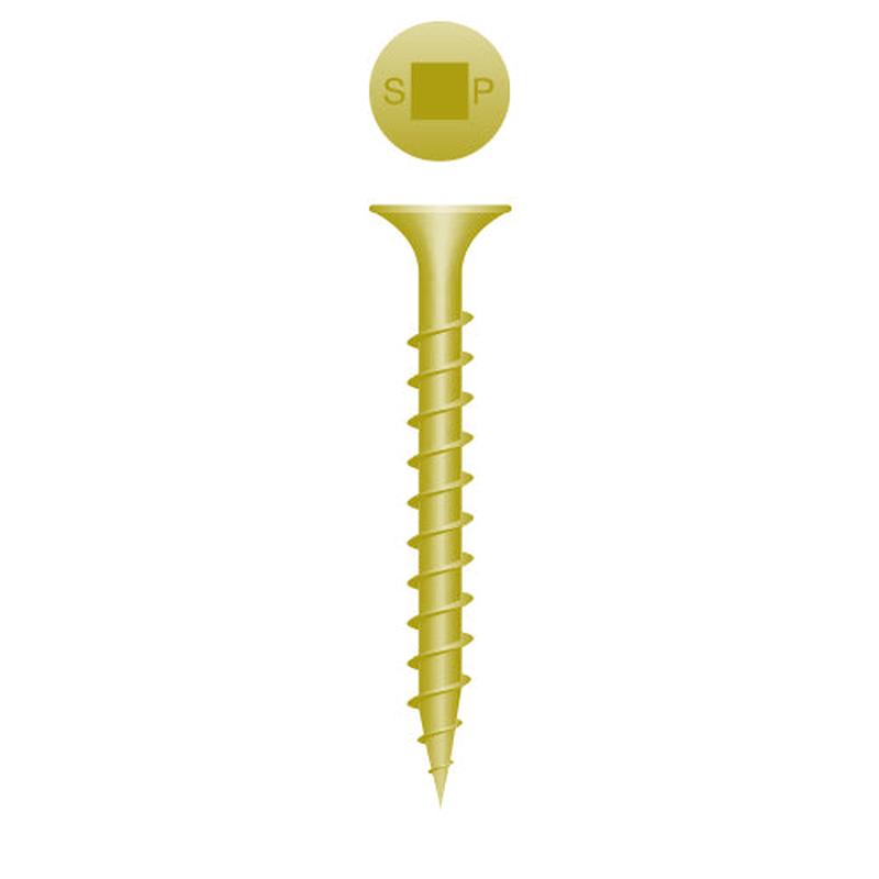 Strong-Point 620QCY Square Drive Bugle Head, Coarse Thread, Zinc Yellow Plated, 6 x 2, Box of 3,500 Outdoor Screws