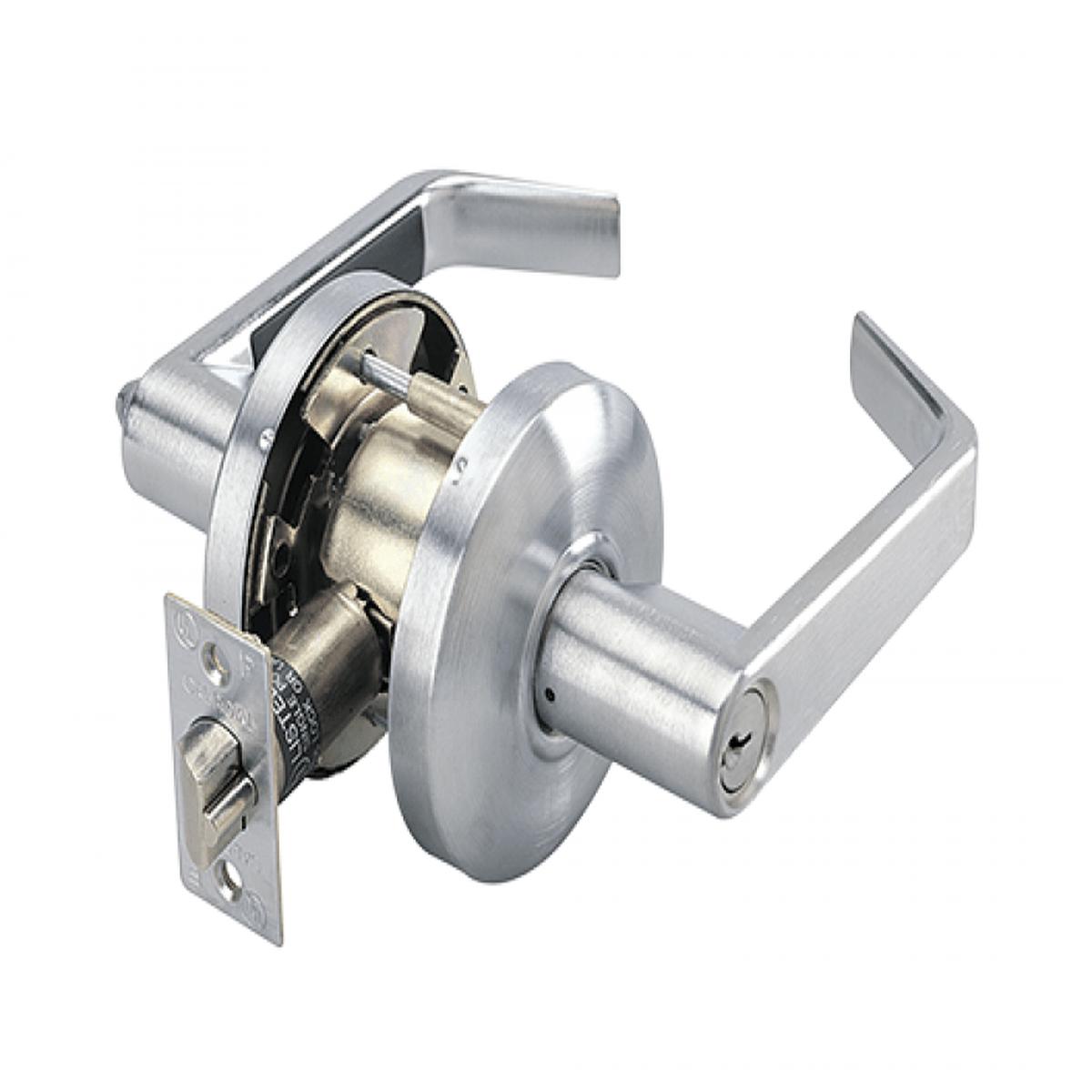 Heavy Duty Cylindrical Entrance Leverset/Deadbolt – Pioneer Sl Grade 2 – Multiple Finishes Available – Entrance/Office Lock | Satin Chrome | 2-3/8″