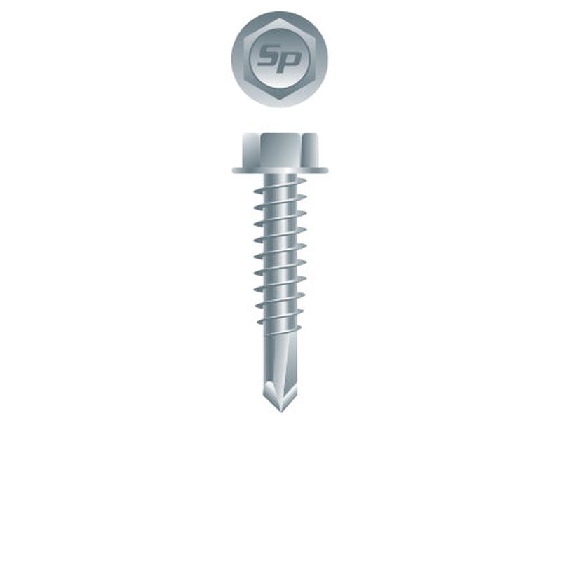 Strong-Point H608 Unslotted Indented Hex Washer Head, Zinc Plated, 6-20 x 1/2, #2 Point, Box of 15,000 Self-Drilling Screws