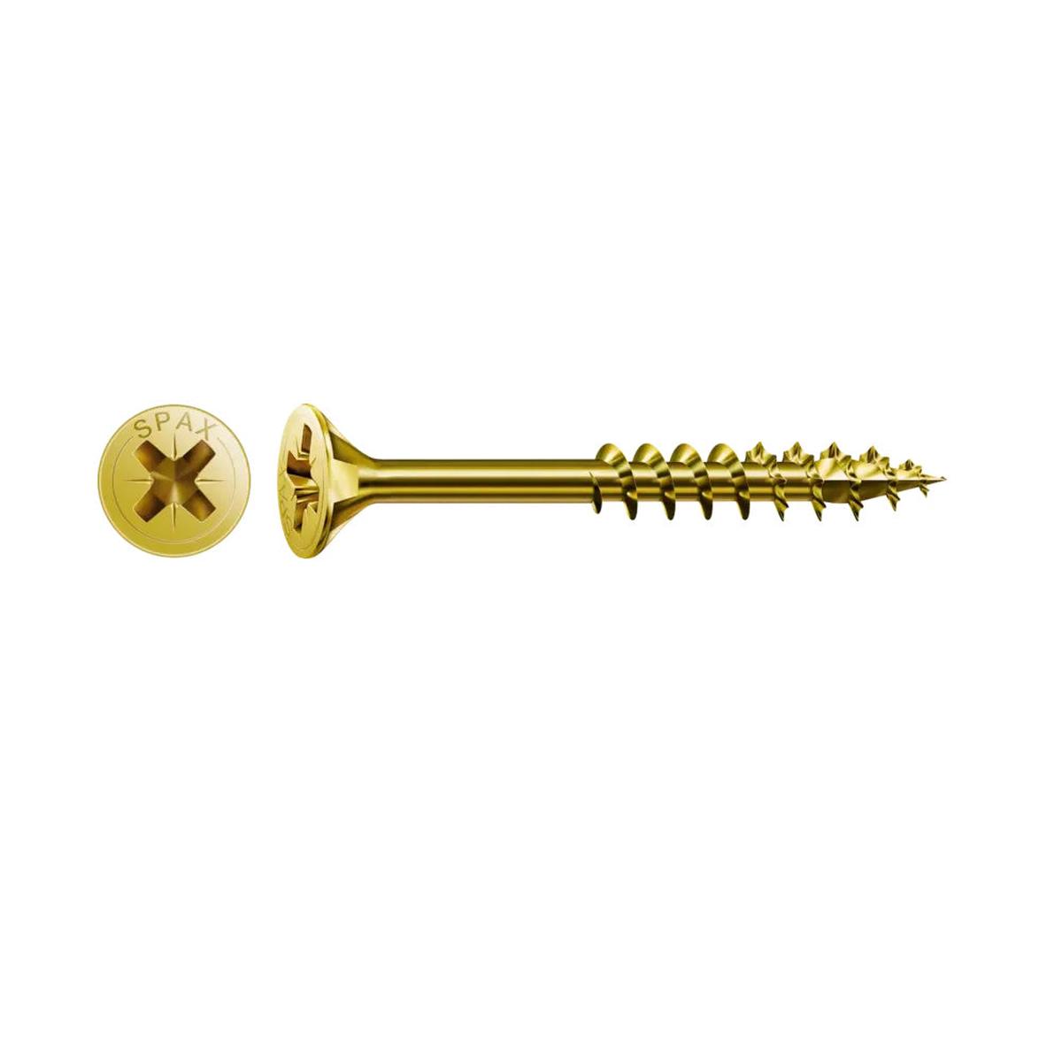 SPAX Pozi Flat CSK Yellox Coated Screws  5.0 x 60mm, PZ2 – 4081020500602 – Pack of 25