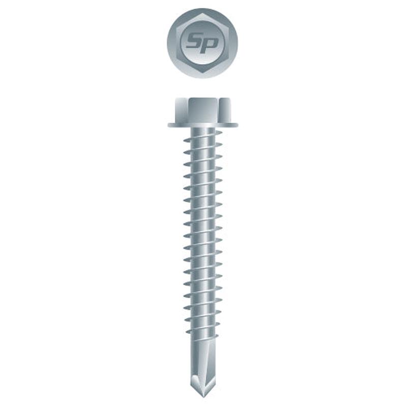 Strong-Point H1010 Unslotted Indented Hex Washer Head, Zinc Plated, 10-16 x 5/8, #2 Point, Box of 8,000 Self-Drilling Screws