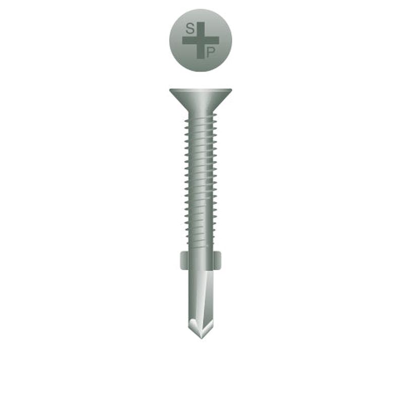 Strong-Point R334W Phillips Flat Head Reamer w/Wings, WAR Coated, 1/4-20 x 3-3/4, #4 Point, Box of 500 Self-Drilling Screws