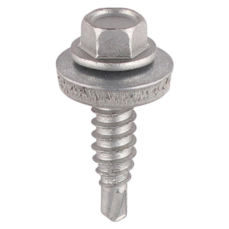 TIMCO Metal Construction Stitching Screws – For Sheet to Sheet – Hex – EPDM Washer – Self-Drilling – Exterior – Silver Organic – 6.3 x 25 – 120 Pieces TIMbag