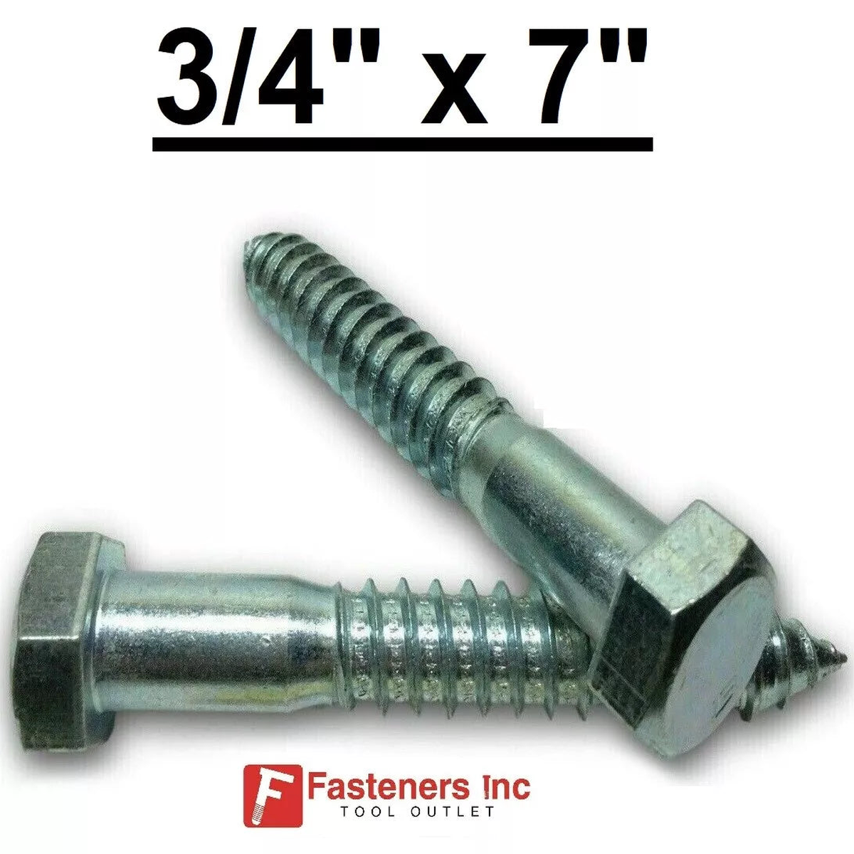 (Choose Qty) 3/4" x 7" Zinc Plated Hex Head Lag Bolt Screws A307