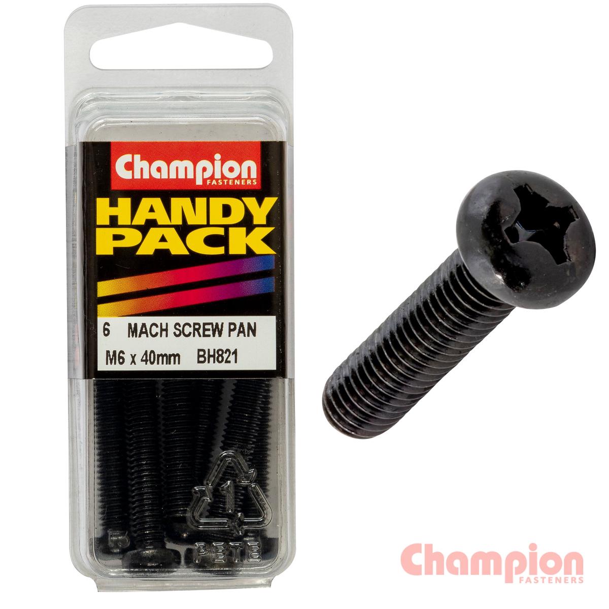 Champion - M6 x 40mm Black Machine Screws | BH821