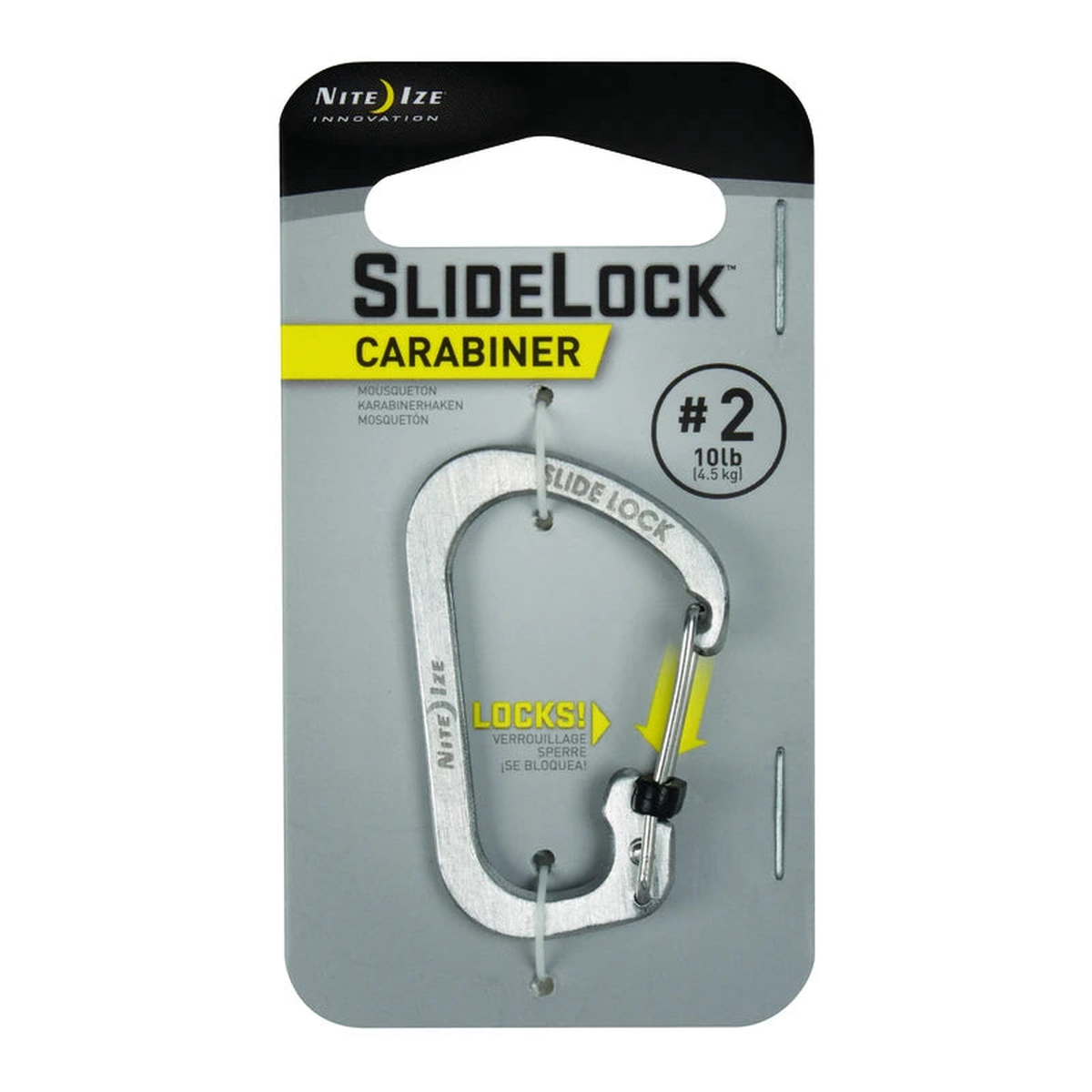 Nite Ize SlideLock Carabiner Aluminum Size 2 (Stainless Steel)