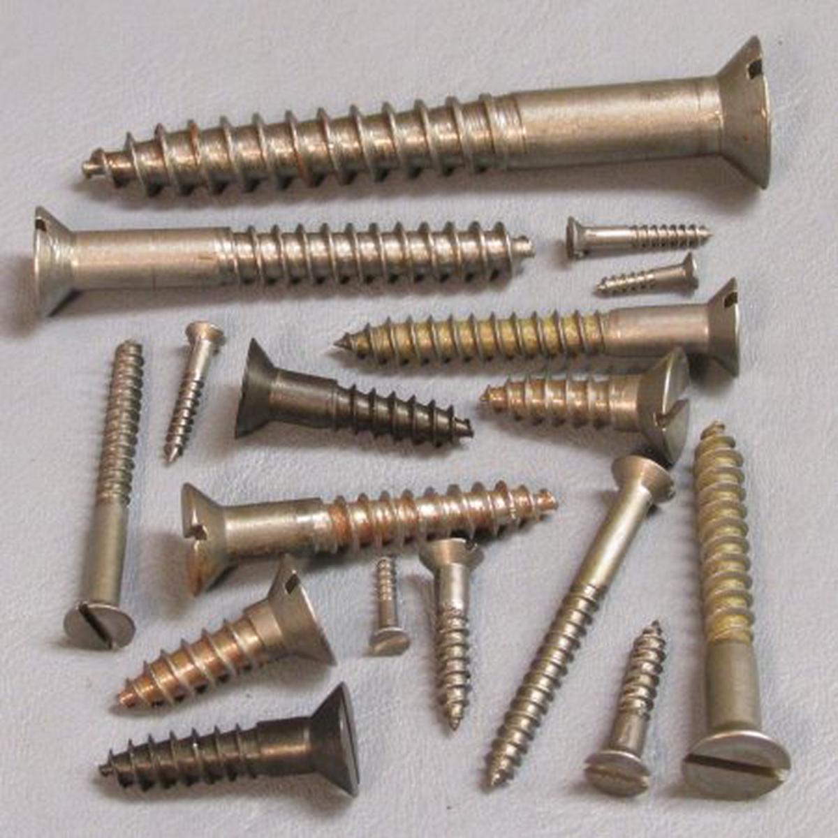 #9 x 1" Slotted Flat Head Wood Screws, Plain