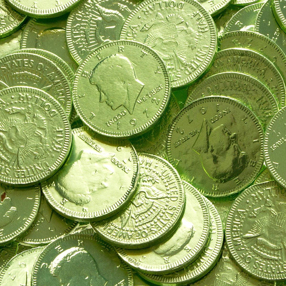 Kiwi Green Chocolate Coins - 1 LB Bag