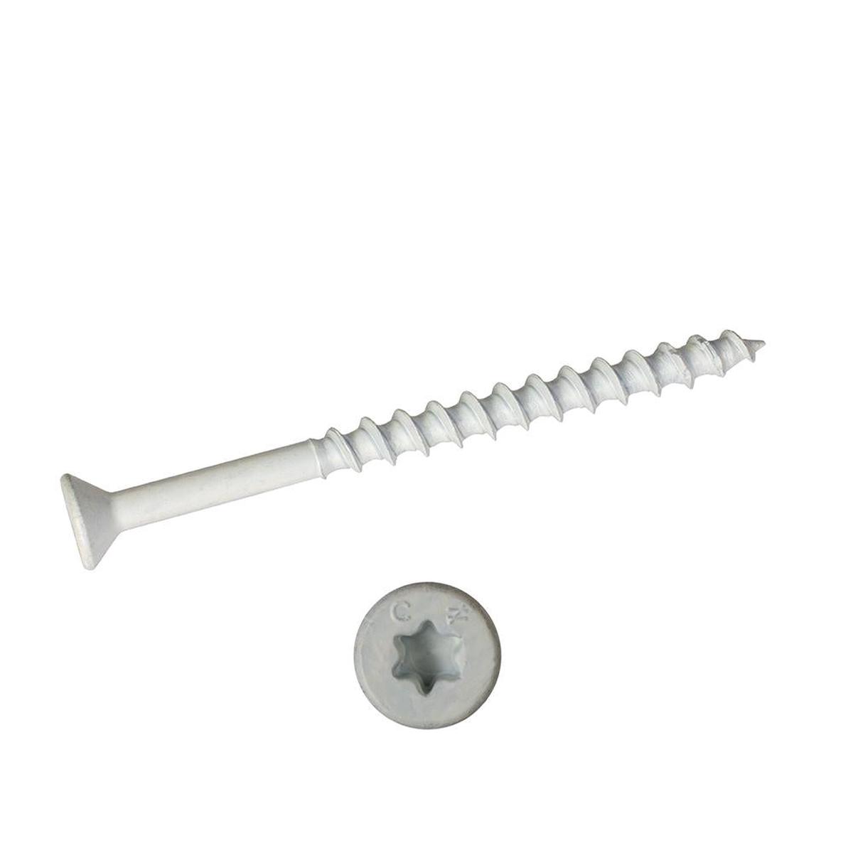 3/16 x 2 3/4 Simpson Flat Head Titen Turbo Concrete and Masonry Screw Anchor Zinc Plated w/ Ceramic Coat White (T25 6-Lobe) - Box (100)