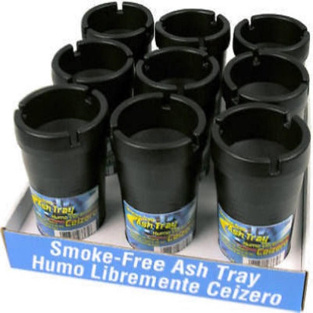 Custom Accessories 93365D Black Smoke Free Self Extinguishing Ash Tray - Quantity of 9
