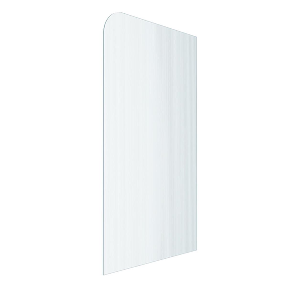 Fluted Glass Shower Screen Fixed Panels - Walk-in shower panel with radius corner, Ultra-clear narrow reed glass - 2050mm x 1197mm | Left Corner