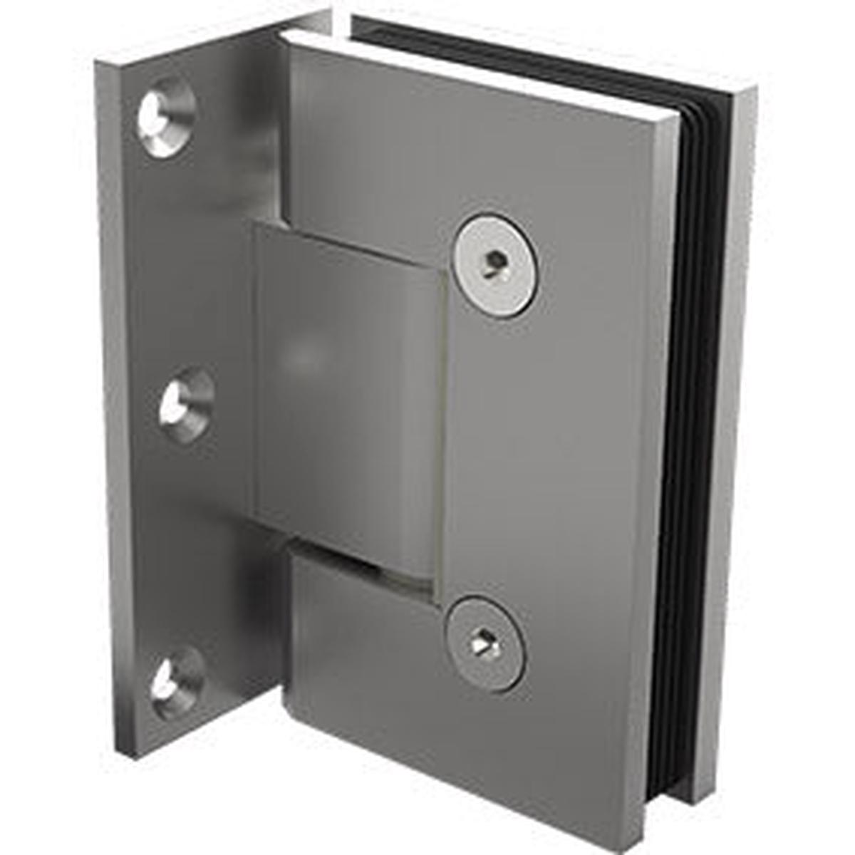 Zurich offset wall to glass hinge SQUARE EDGE - Satin Chrome - Pearl Satin