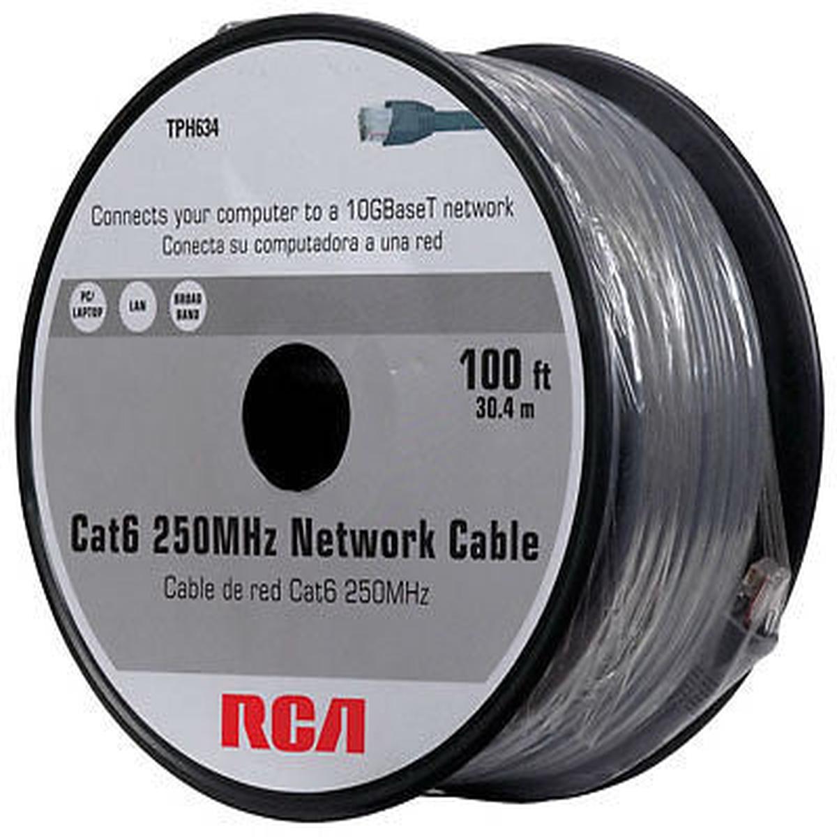 (4) ea AUDIOVOX TPH634 100' GRAY CAT6 CAT-6 250MHz 10GBaseT NETWORK CABLE
