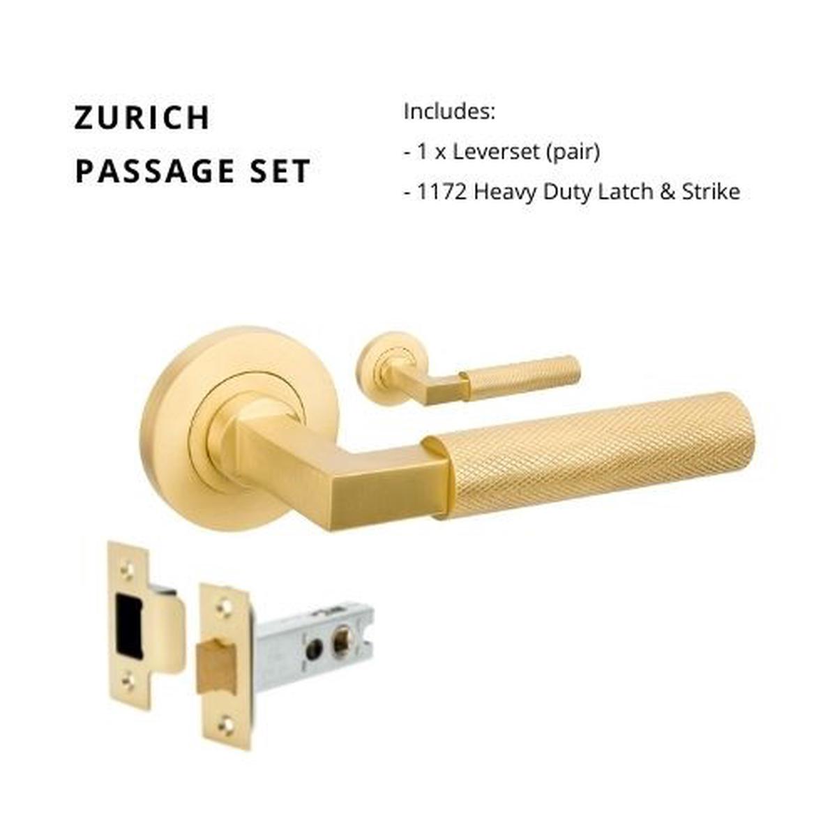 Zurich By Zanda - Passage Set | Satin Brass