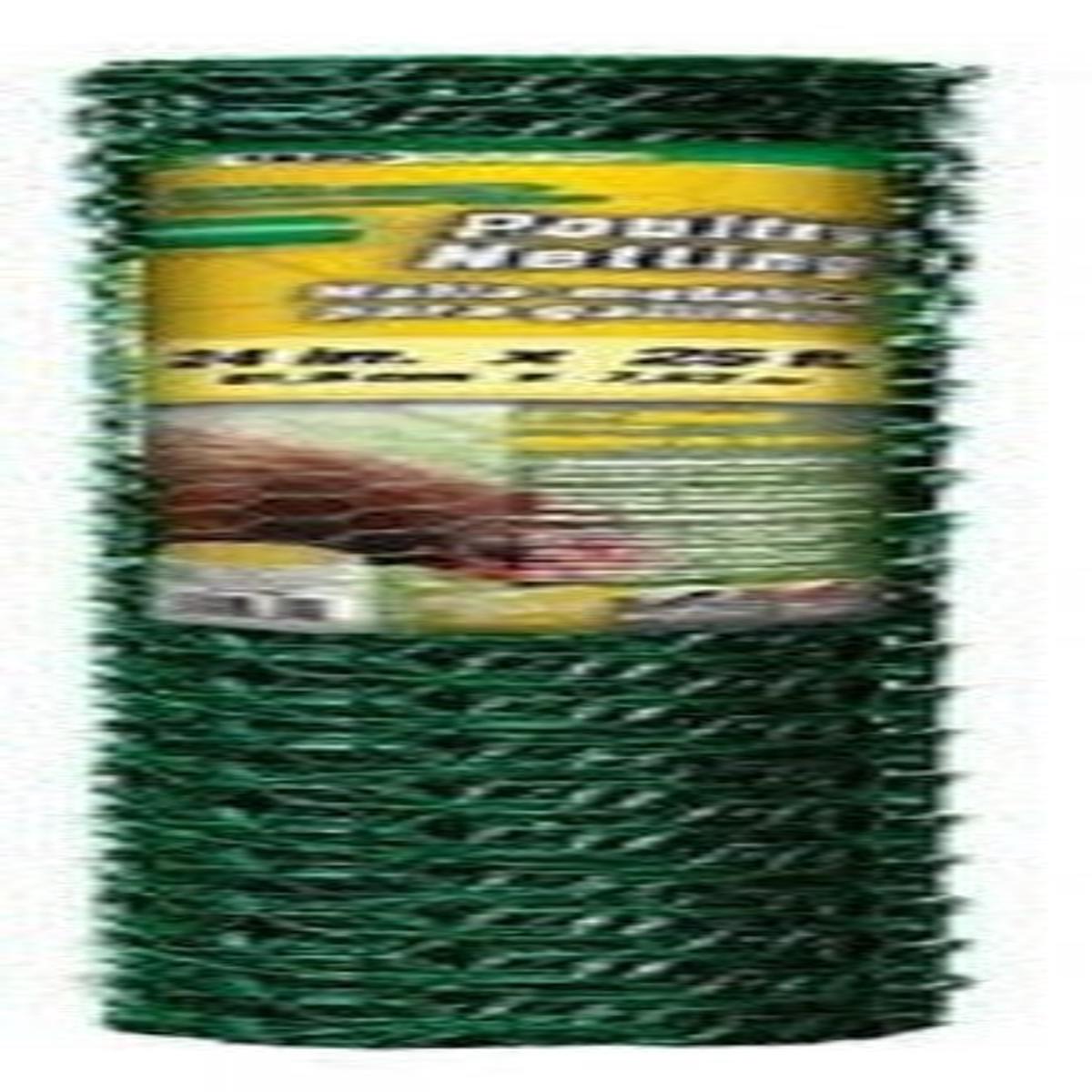 Midwest 308452B 24" x 25' ft Green 1" PVC Coated Poultry Netting Chicken Wire Fencing - Quantity of 1