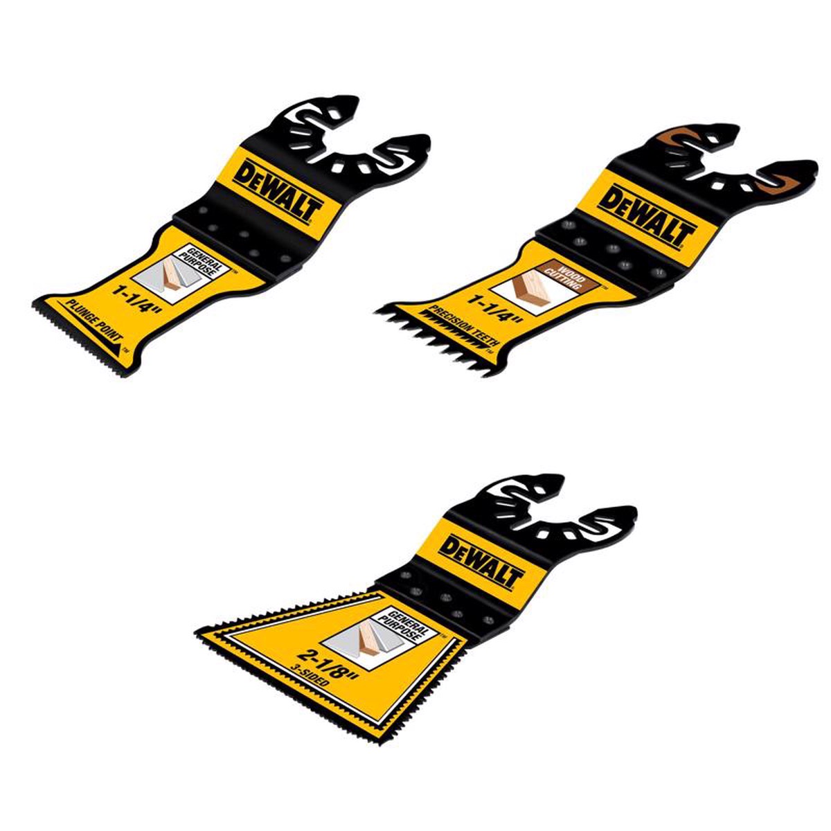 DeWalt 2-18 in W Bi-Metal 3-SidedPlungePointPrecision Teeth Oscillating Blade Set 3 pc