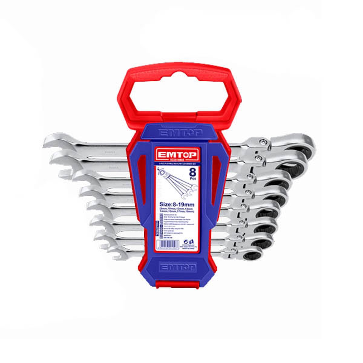 8 Pc Flexible Ratchet Wrench Set Emtop ECSS10803