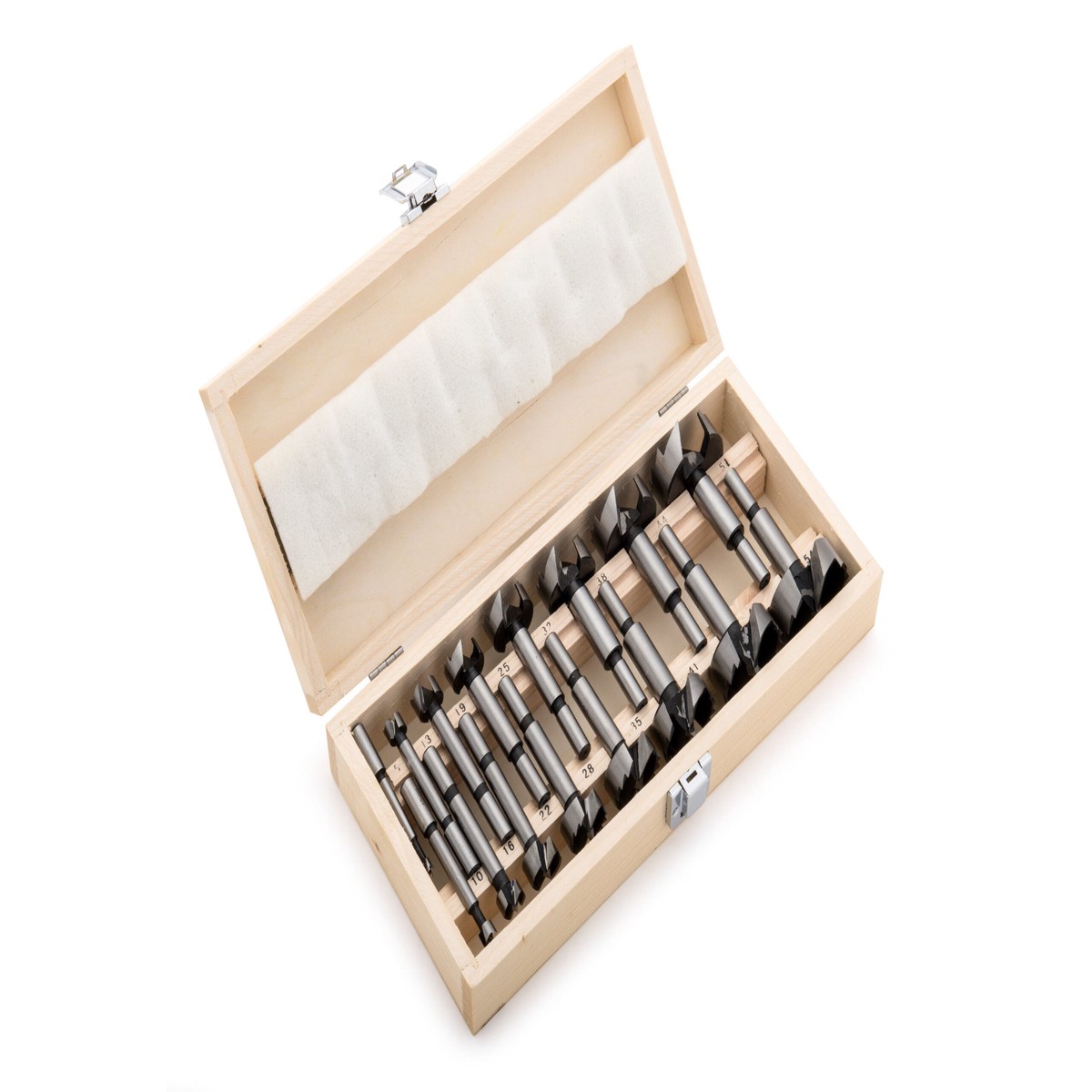 Planet 16 Piece Short Series Forstner Bit Set 6 10 12 16 20 22 25 28 32 35 38 41 45 48 51 54mm in Wood Box