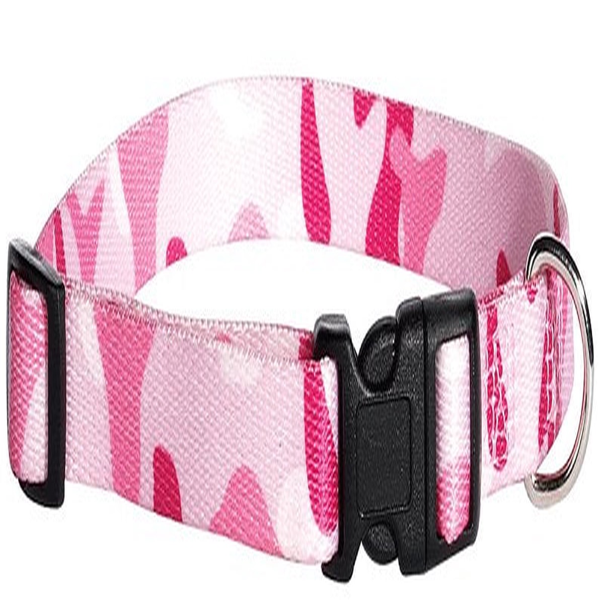 Casual Canine ZA6741 10 75 Dog Collar D-Ring Link 10 to 16 in L Collar 58 in W Collar Nylon Pink Camo